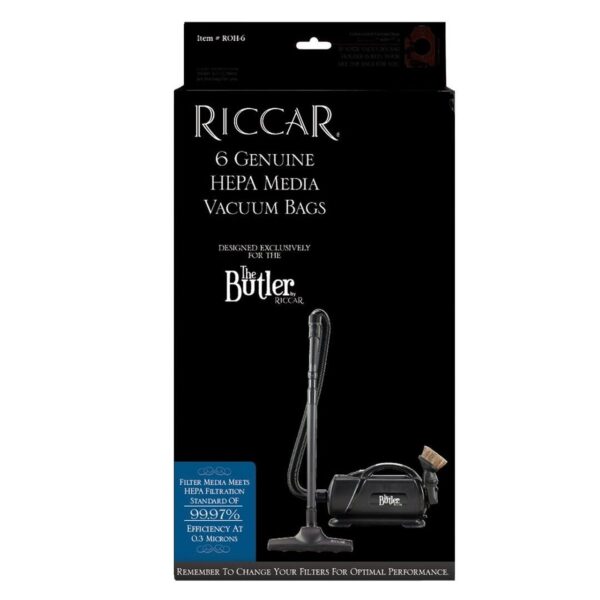Riccar Type O Butler Genuine HEPA Media Bags, 6 Pack ROH-6