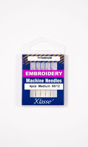 Klasse AA5108.T Titanium Embroidery Needles 80/12, Pack Of 4 Needles, 5 Piece Bundle