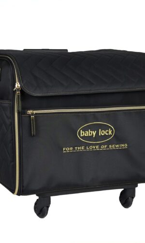 Baby Lock Small Serger Trolley - Quilted Black With Gold Logo- Fits Models: BLE3ATW-3, BLS1,BLS3,BLS8,BLE8W-2, BLE8,BLEATW-2, BLE3ATW, BLR1AT-2