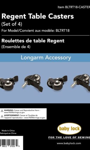 Baby Lock Table Casters Set Of 4 Fits Villa2 And Villa Frames, GallantXL Stationary Table, RegaliaST Stationary Table, And Regent Table