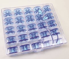 Bobbin Case W/25 Blue Bobbins