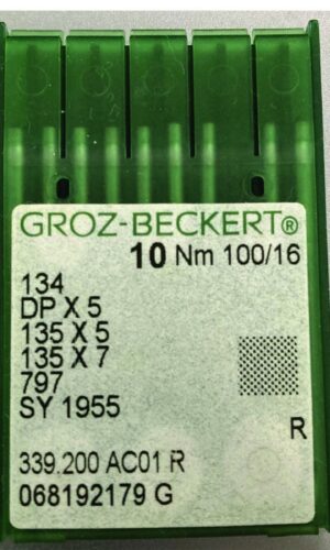 Groz-Beckert Industrial Quilting Needle 100/16, R Sharp- 1 Pack (10 Needles)